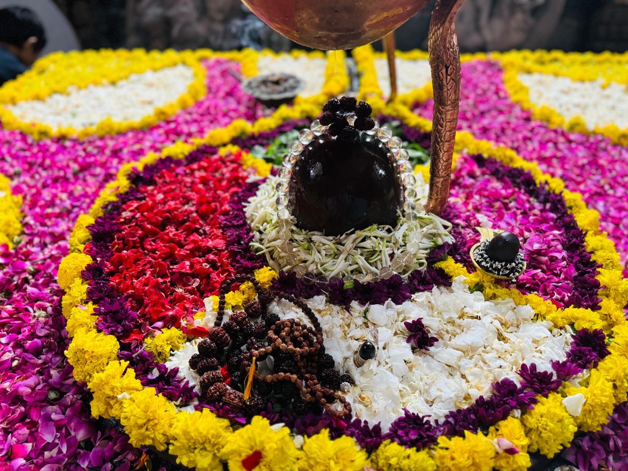 Shivling with floral mandala