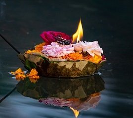 Deepak floating on Maa Narmada at Omkareshwar